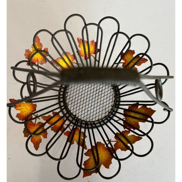 Decorative Metal Basket Fall Leaf Design Black Wire Leaves - Picture 5 of 6
